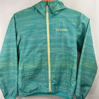 Size 8: Columbia Blue/Yellow/White Polka Dot Windbreaker