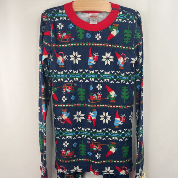 Size 12 (150): Hanna Andersson Blue Colorful Gnome Holiday 2pc PJs