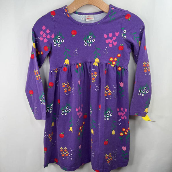 Size 8 (130): Hanna Andersson Purple Floral Long Sleeve Dress