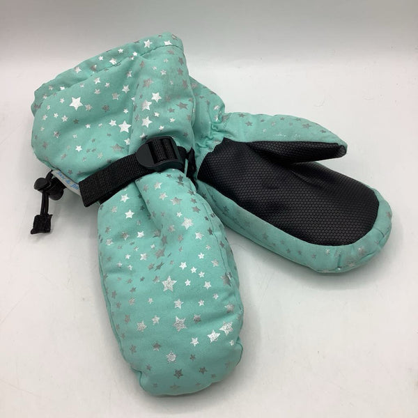 Size L: Jan & Jul Blue/Silver Stars Snow Mittens