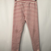 Size 8 (130): Hanna Andersson White/Red Striped Leggings