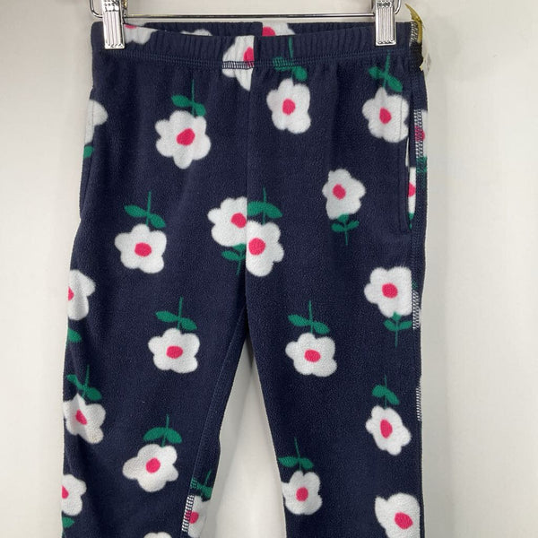 Size 6-7 (120): Hanna Andersson Blue/White Floral Fleece Pants