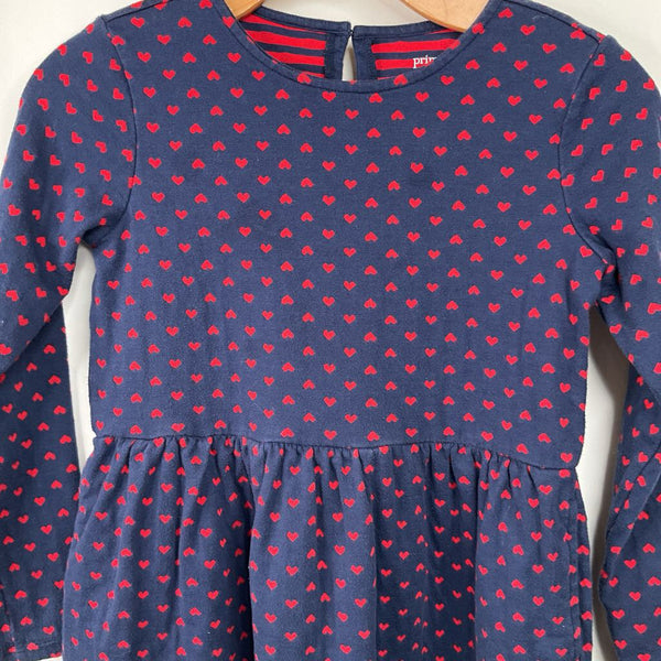 Size 10: Primary Blue/Red Hearts Cozy Long Sleeve Dress