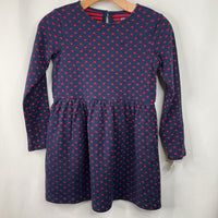 Size 10: Primary Blue/Red Hearts Cozy Long Sleeve Dress