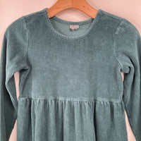 Size 12 (150): Hanna Anderson Green Ribbed Long Sleeve Dress