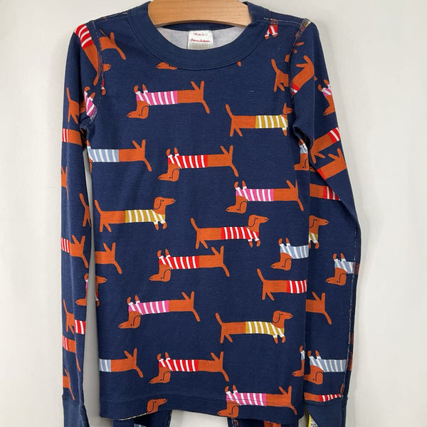 Size 10 (140): Hanna Andersson Blue Weiner Dog Print 2pc PJs