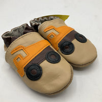 Size 3-6m: Robeez Brown/Orange Truck Soft Sole Shoes