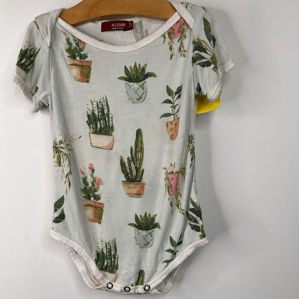 Size 6-12m: Milkbarn Blue Plants Onesie