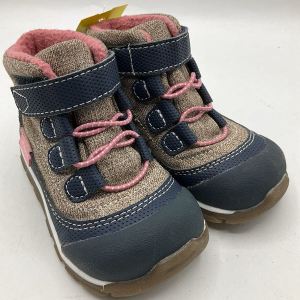 Size 7: See Kai Run Brown/Blue/Pink Velcro Strap Boots