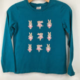Size 10 (140): Hanna Andersson Teal Ballerina Bunny Long Sleeve Shirt