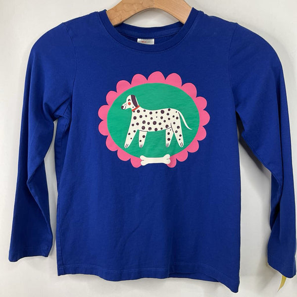 Size 8 (130): Hanna Andersson Blue Floral Dalmatian Long Sleeve Shirt