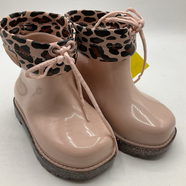 Size 7: Mini Melissa Pink Cheetah Rain Boots