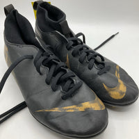 Size 5.5Y: Nike Black/Gold Lace-Up Soccer Cleats