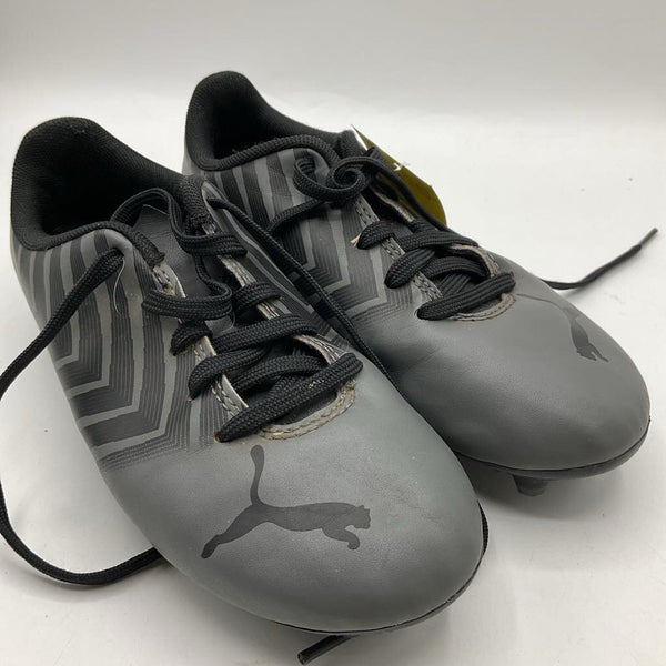 Size 1.5Y: Puma Grey/Black Lace-Up Soccer Cleats