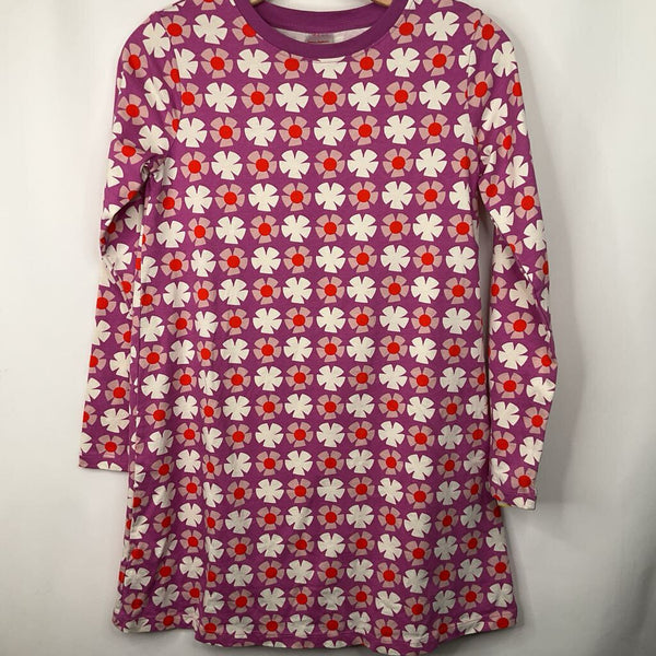 Size 12 (150): Hanna Andersson Purple/White Floral Long Sleeve Dress