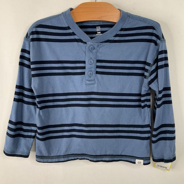 Size 3: Gap Blue Striped 3 Button Long Sleeve Shirt