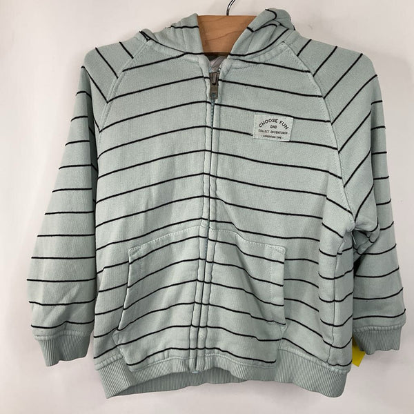 Size 2-3: Zara Greey Black Striped Zip Up Hoodie