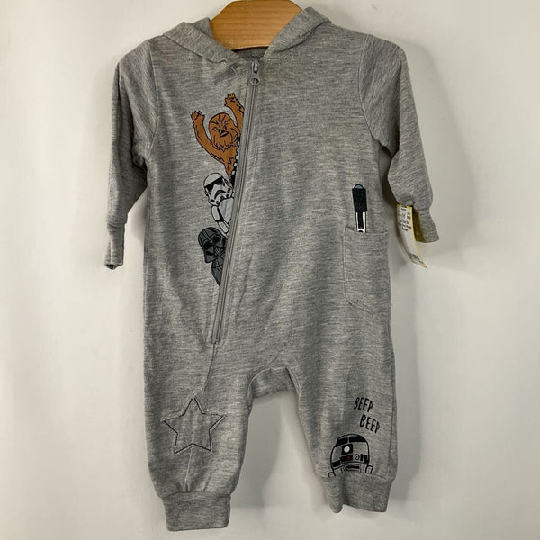 Size 0-3m: Star Wars Grey Hooded Romper