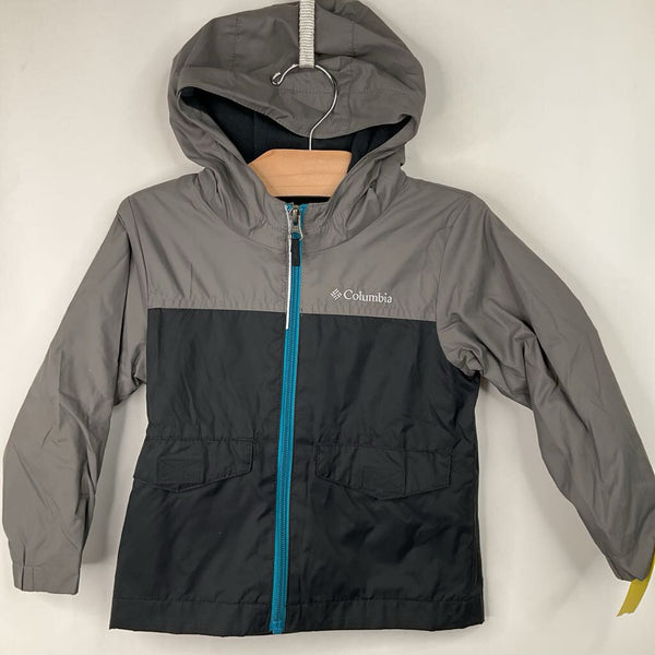 Size 3: Columbia Grey Black Mesh Lined Rain Coat