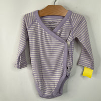 Size 3-6m (60): Hanna Andersson Moon And Back White/Lavender Stripe Long Sleeve Onesie