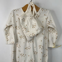 Size 3-6m: Quincy Mae Creme/Brown Tree 1pc PJs w/Hat