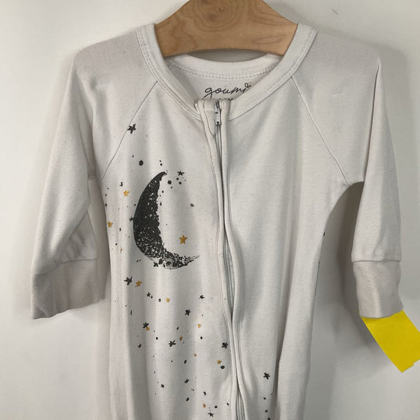 Size 6-9m: Goumi White/Grey/Gold Space 1pc PJs