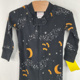 Size 6-12m (70): Hanna Andersson Black/Orange Bat Halloween 1pc PJs