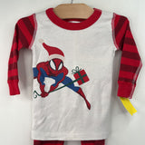Size 18-24m (80): Hanna Andersson White/Red Striped Spiderman Holiday 2pc PJs