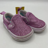 Size 3.5: Vans Purple Sparkle Velcro Sneaker
