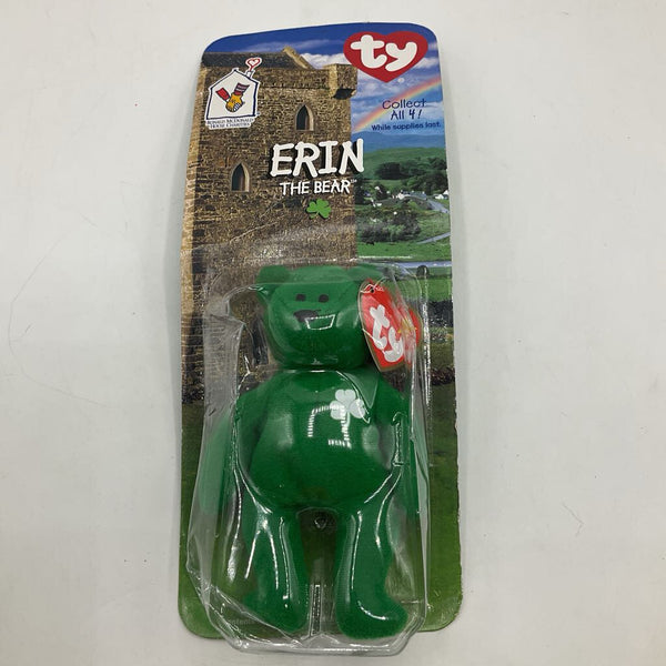 Ty Beanie Baby "Erin The Bear" 1997 Green Bear Plush NEW IN BOX