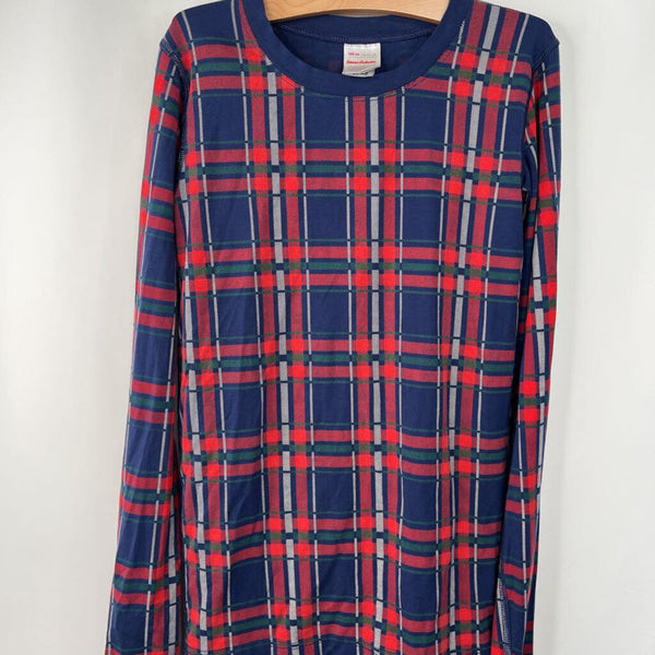 Size 14-16 (160): Hanna Andersson Blue/Red Plaid 2pc PJs