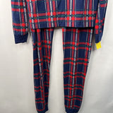 Size 14-16 (160): Hanna Andersson Blue/Red Plaid 2pc PJs