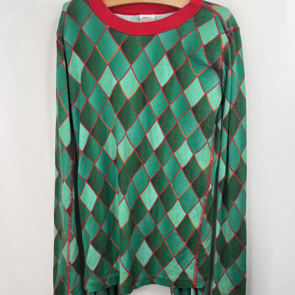 Size 14 (160): Hanna Andersson Green/Red Scales 2pc PJs