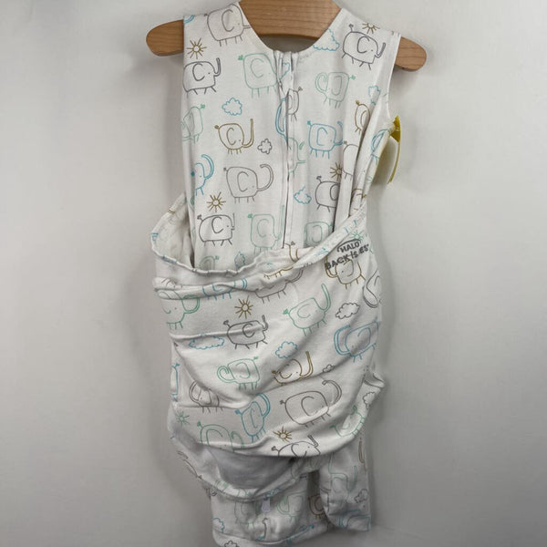 Size NB: Halo White/Colorful Sketched Elephants Swaddle Sleepsack