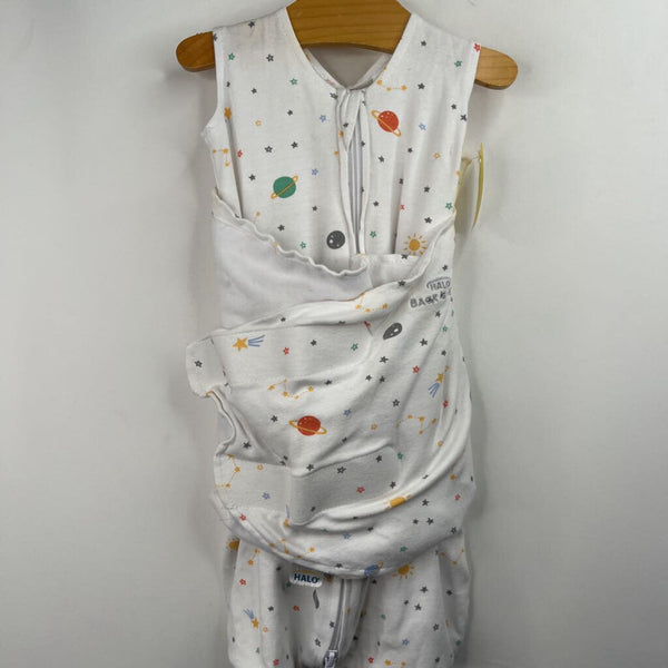 Size NB: Halo White/Colorful Space Print Swaddle Sleepsack