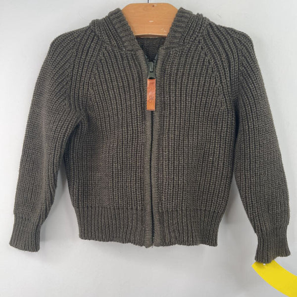 Size 3-6m: Goumi Green Knitted Zip-Up Hoodie