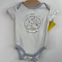 Size 0-3m: Le Top White/Silver "Mommy's Cozy Little Cutie' Snow Globe Onesie