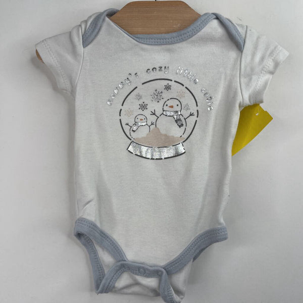 Size 0-3m: Le Top White/Silver "Mommy's Cozy Little Cutie' Snow Globe Onesie