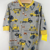 Size 12m: Carter's Grey/Yellow Construction Fleece 1pc Footy PJs