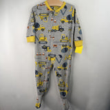 Size 12m: Carter's Grey/Yellow Construction Fleece 1pc Footy PJs