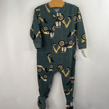 Size 12m: Carter's Green/Yellow Construction Fleece 1pc Footy PJs