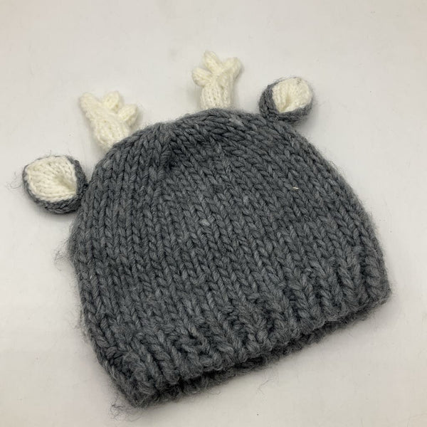 Size 3-12m: The Blueberry Hill Grey Animal Ears Knitted Beanie
