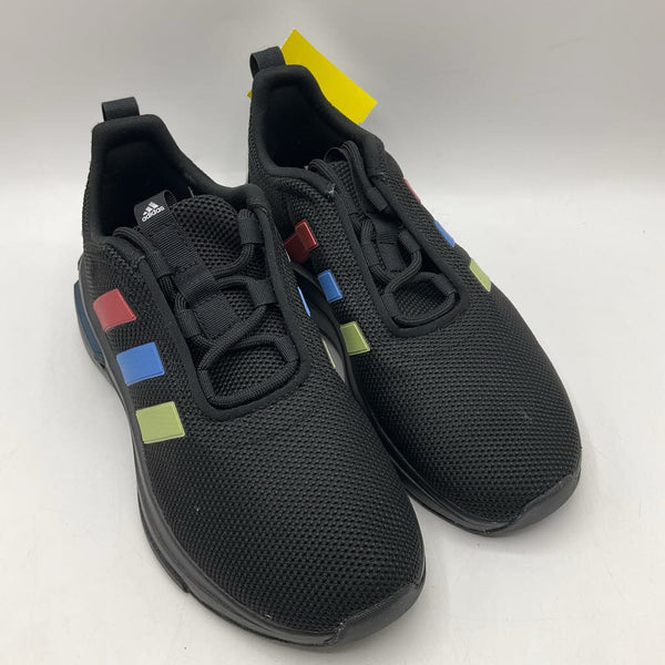 Size 2Y: Adidas Black/Colorful Lace-Up Sneakers