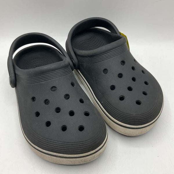 Size 1Y: Crocs Black Adjustable Strap Shoes