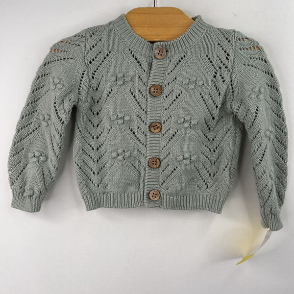 Size 0-3m: Quincy Mae Green Knitted Button-Up Cardigan