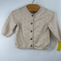 Size 3m: Wheat Creme Eyelet Button-Up Cardigan