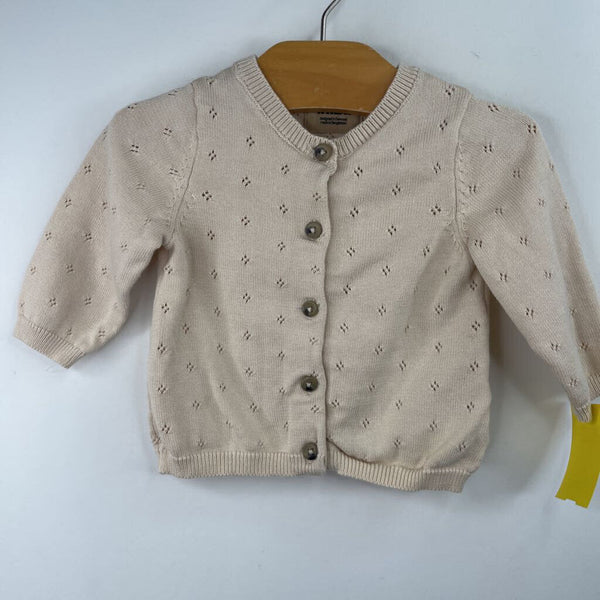 Size 3m: Wheat Creme Eyelet Button-Up Cardigan