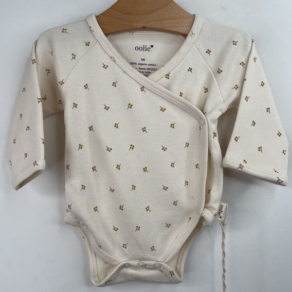 Size NB: Oolie Creme Floral Long Sleeve Onesie - NEW