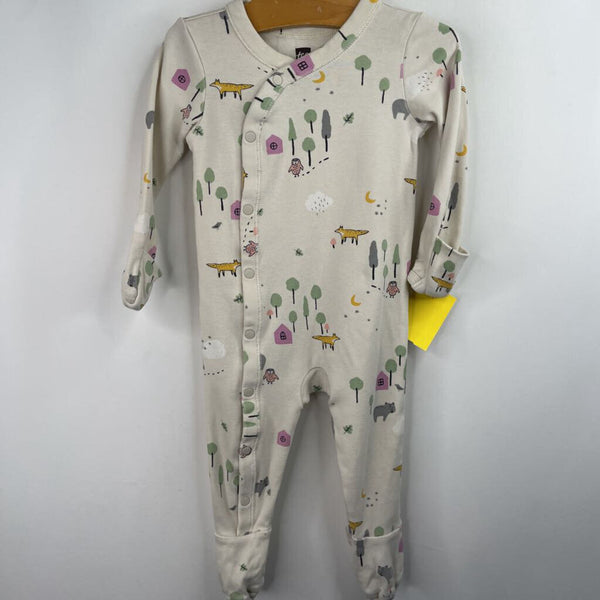 Size 3-6m: Tea Creme Neighborhood Print 1pc Footy PJs