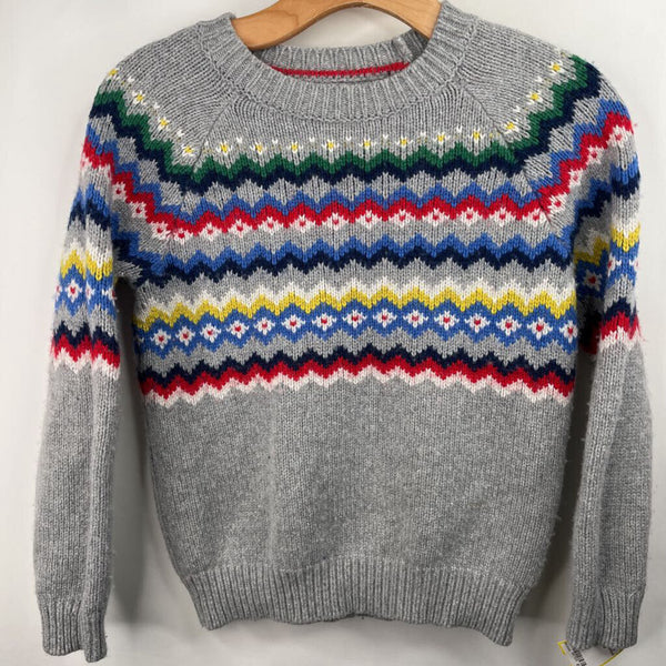 Size 11-12: Boden Grey/Colorful Zig Zag Collared Knitted Sweater